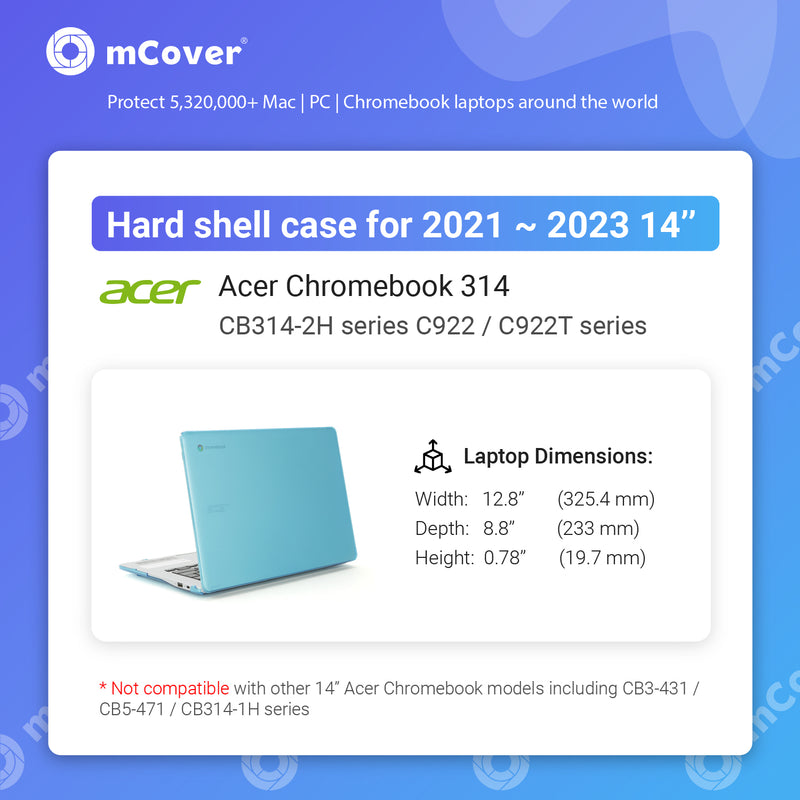 mCover Case ONLY Compatible for 2021~2023 14" Acer Chromebook 314 CB314-2H C922 C922T Series Notebook Computer (NOT Fitting Other Acer Models)