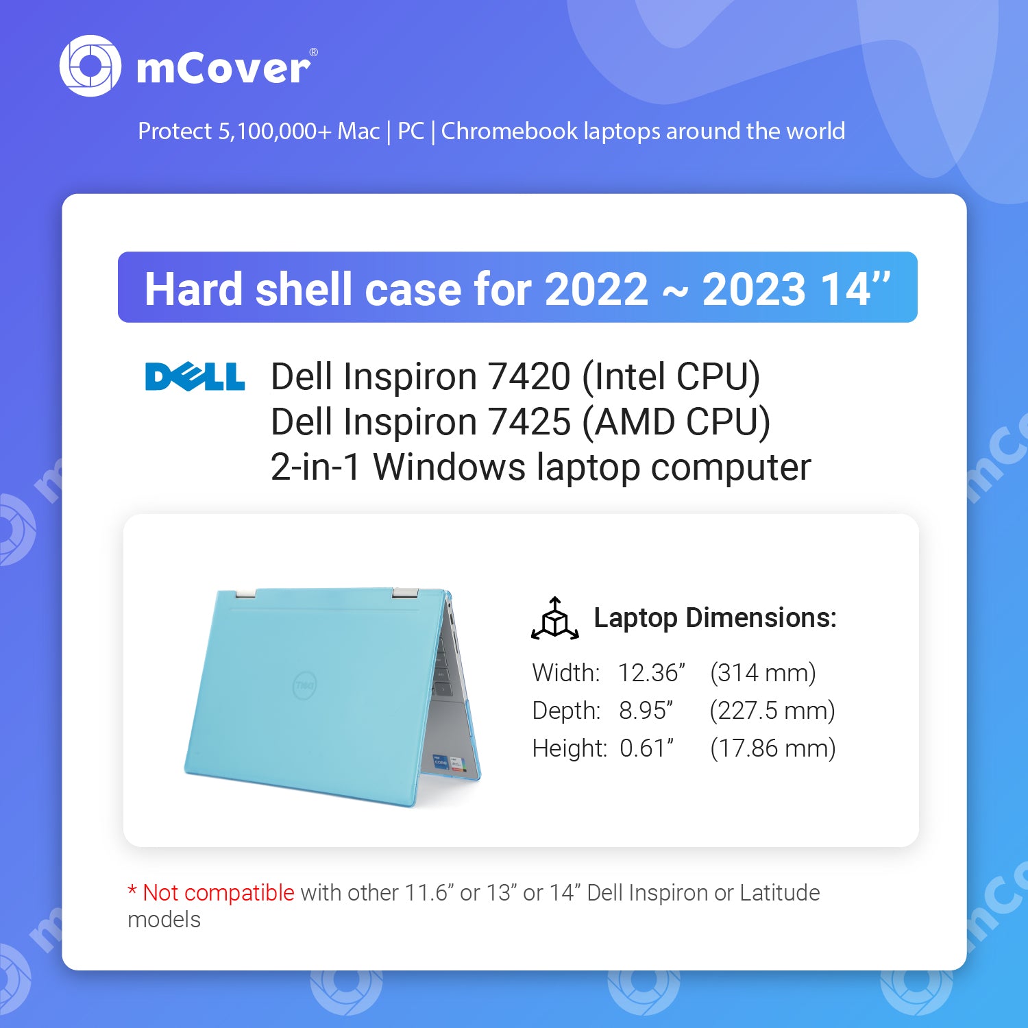 mCover Case ONLY Compatible with 2022~2023 14" Dell Inspiron 7420/7425 2-in-1 Windows Notebook Computer (NOT Fitting Any Other Dell Models)
