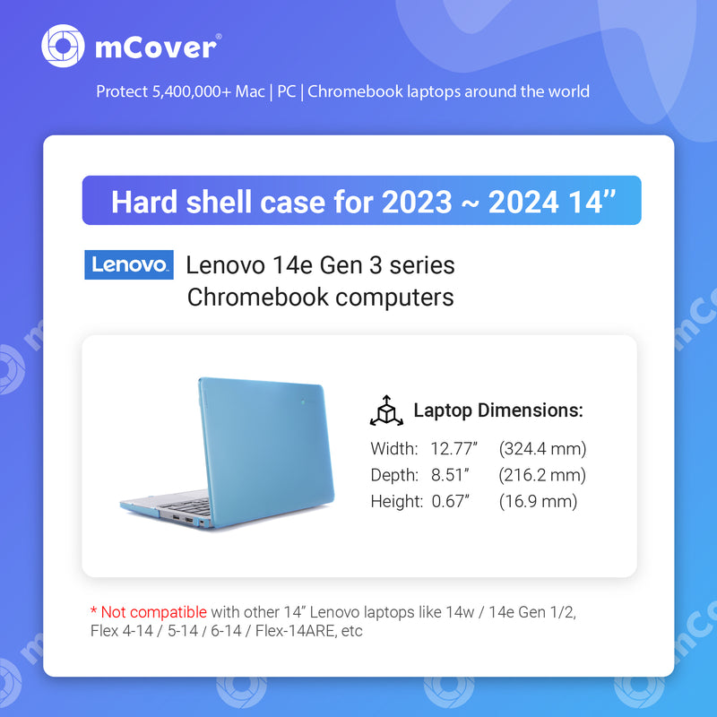 mCover Case Compatible ONLY for 2023-2024 14" Lenovo 14e Chromebook Gen 3 Traditional Laptop Computers (NOT Fitting Any Other Lenovo Models)