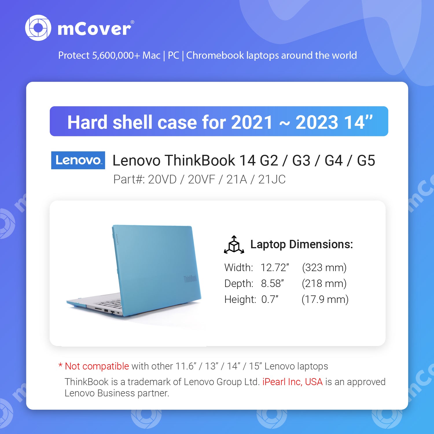 mCover Case ONLY Compatible for 2021~2023 14" Lenovo ThinkBook 14 G2 / G3 / G4 / G5 series Notebook PC (NOT Working with Other Lenovo Models)