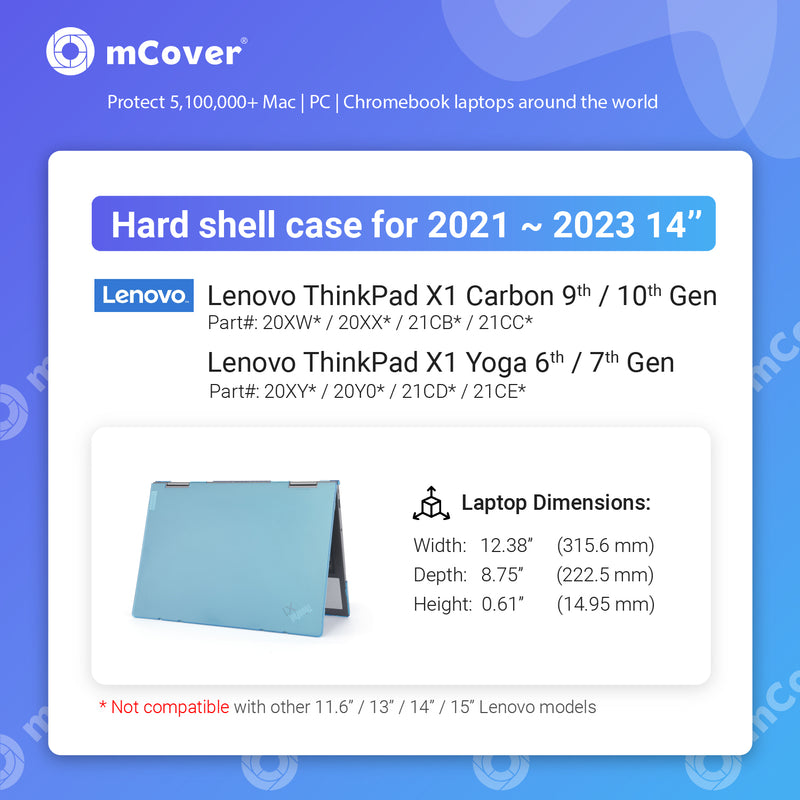 mCover Case ONLY Compatible for 2021~2024 14" Lenovo ThinkPad X1 Yoga Gen 6/7/8 and X1 Carbon Gen 9/10 Notebook PC ONLY (NOT Working with Other Lenovo Models)