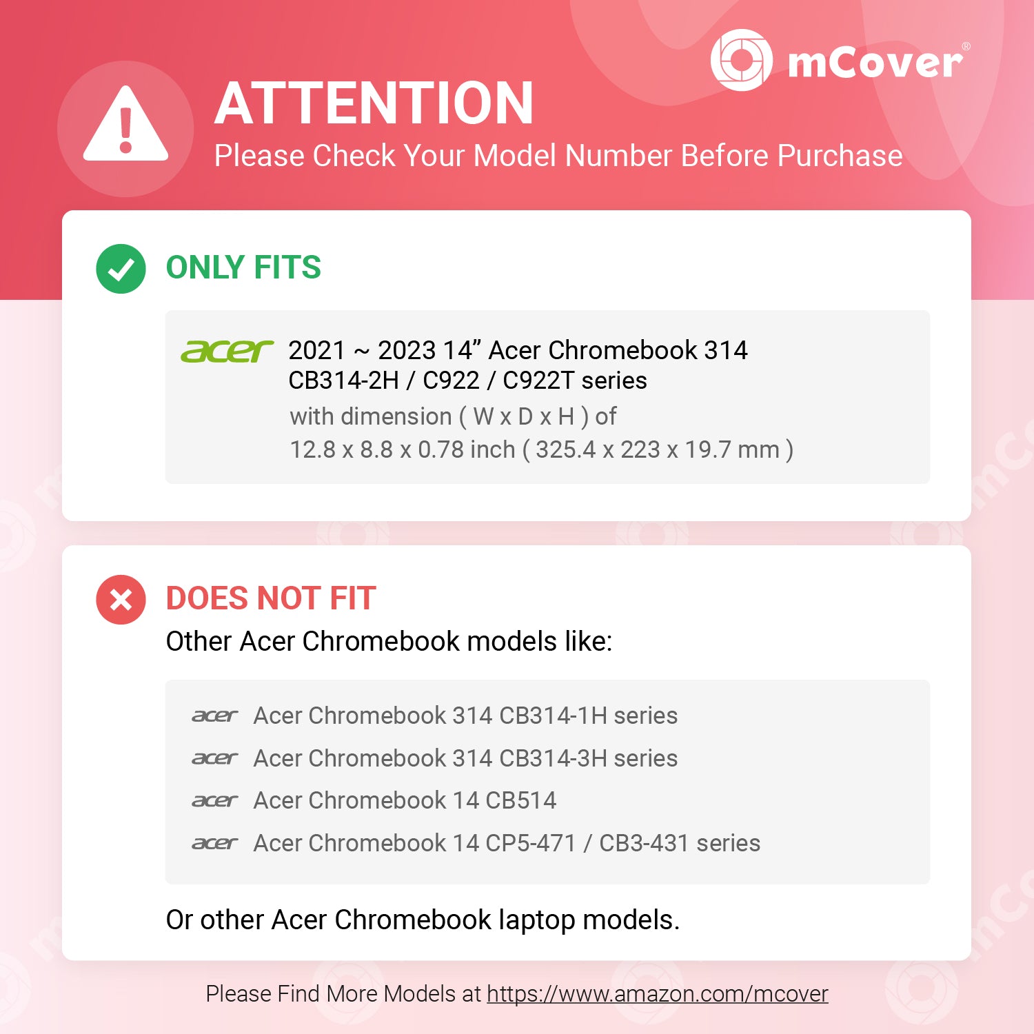 mCover Case ONLY Compatible for 2021~2023 14" Acer Chromebook 314 CB314-2H C922 C922T Series Notebook Computer (NOT Fitting Other Acer Models)