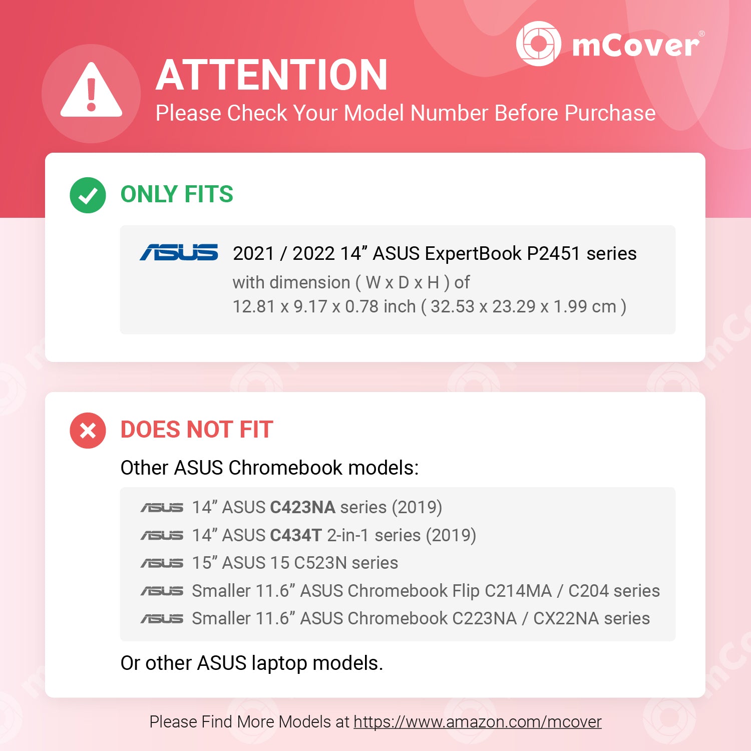 mCover Case ONLY Compatible with 2021~2022 14-inch ASUS ExpertBook P2 P2451 Series Windows Laptop Computers (NOT Fitting Any Other ASUS Models)