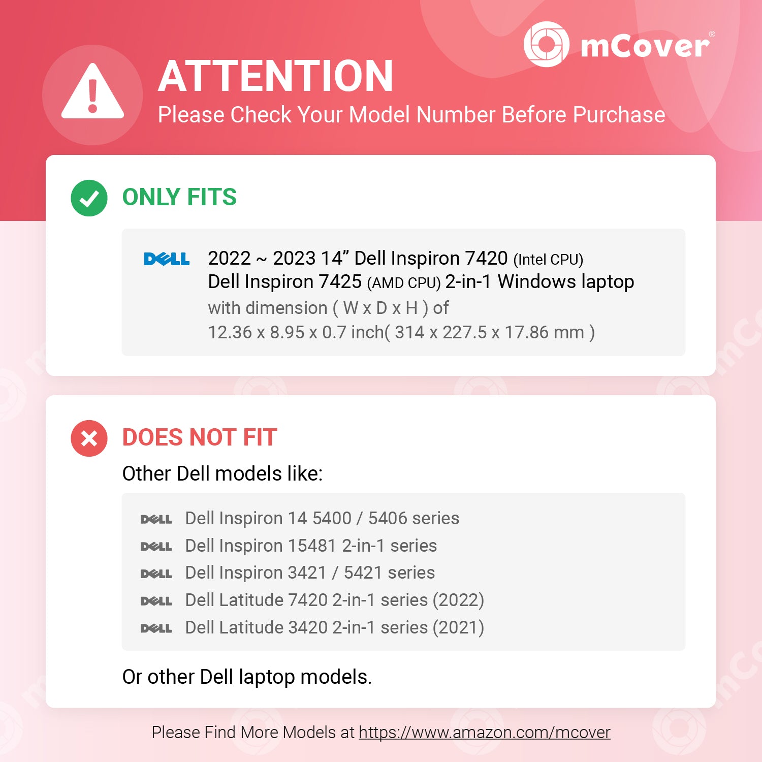 mCover Case ONLY Compatible with 2022~2023 14" Dell Inspiron 7420/7425 2-in-1 Windows Notebook Computer (NOT Fitting Any Other Dell Models)