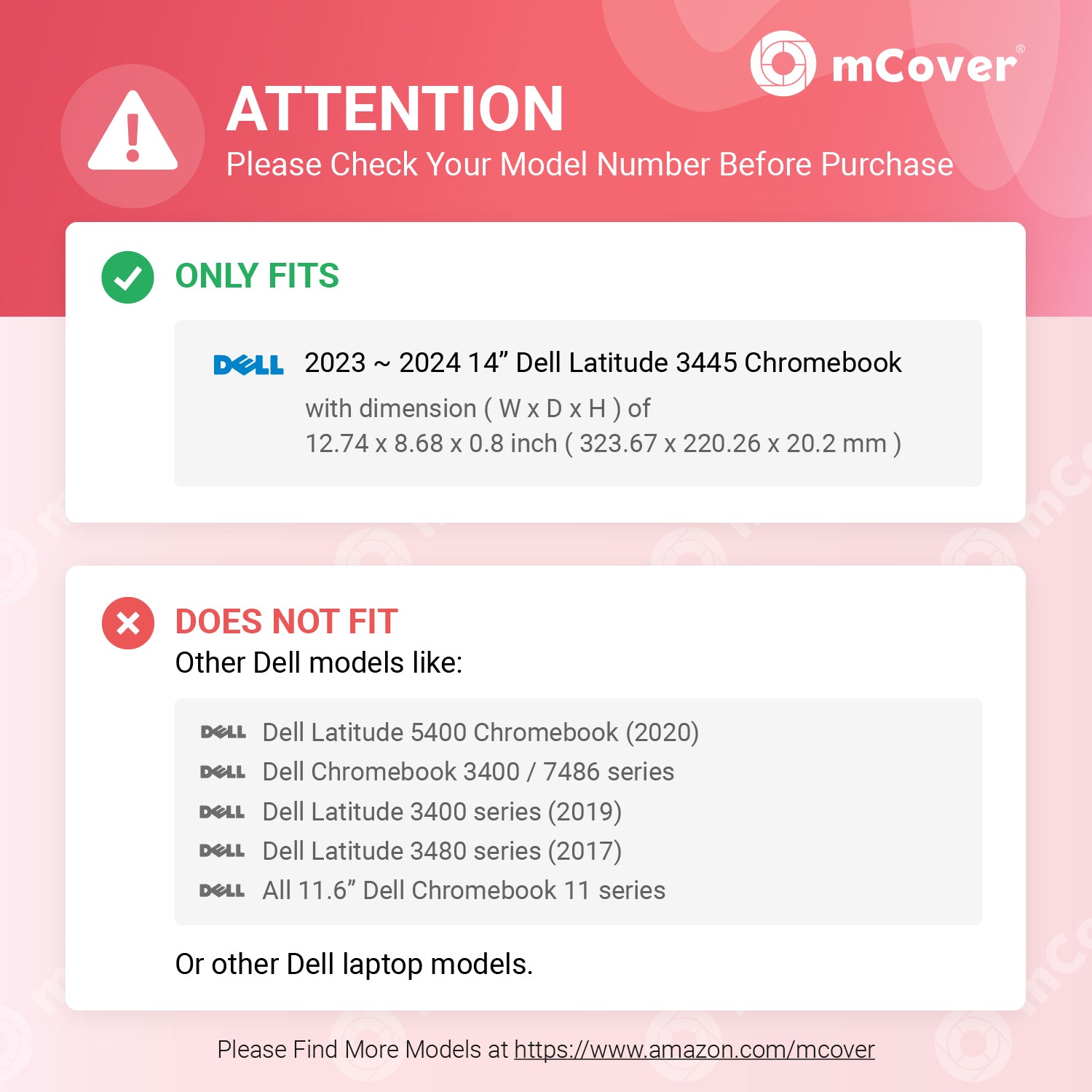 mCover Hard Case ONLY compatible for 2023~2024 14" Dell Latitude 3445 Chromebook (with AMD CPU and 180-degree hinge Laptop Computer (NOT fitting ANY other Dell models)