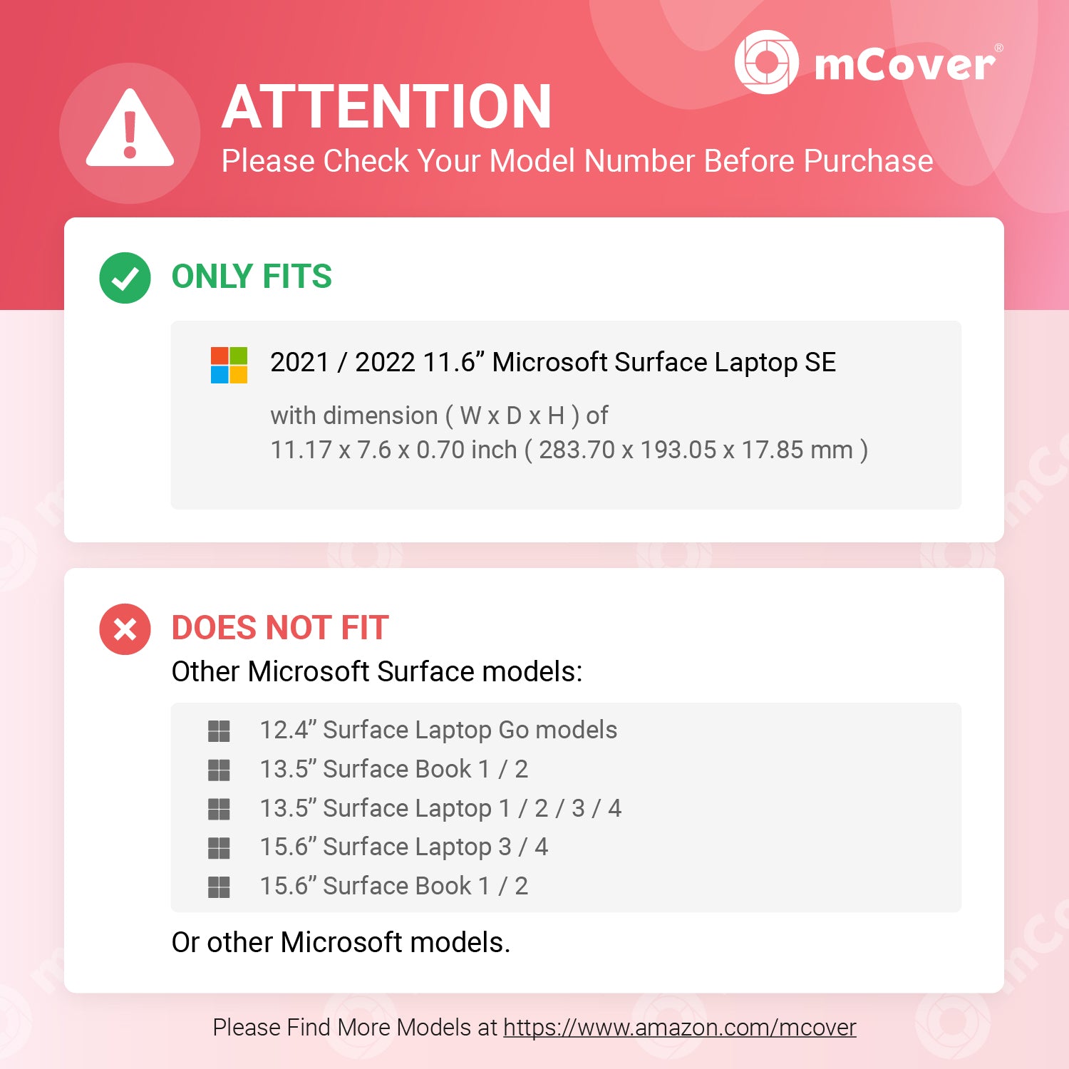 mCover Case Compatible for 2021-2022 11.6" Microsoft Surface Laptop SE Only ( Not Compatible with Any Other Surface Models )