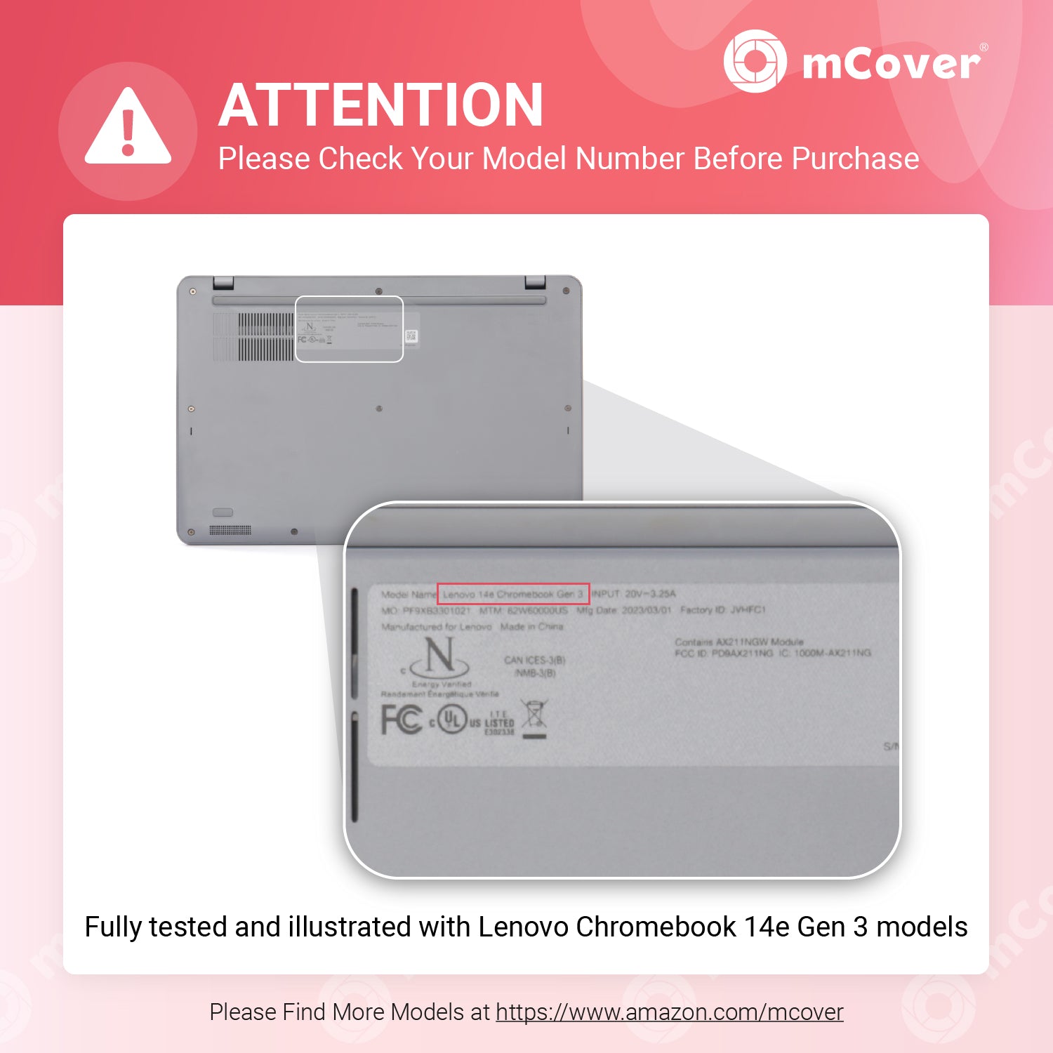 mCover Case Compatible ONLY for 2023-2024 14" Lenovo 14e Chromebook Gen 3 Traditional Laptop Computers (NOT Fitting Any Other Lenovo Models)