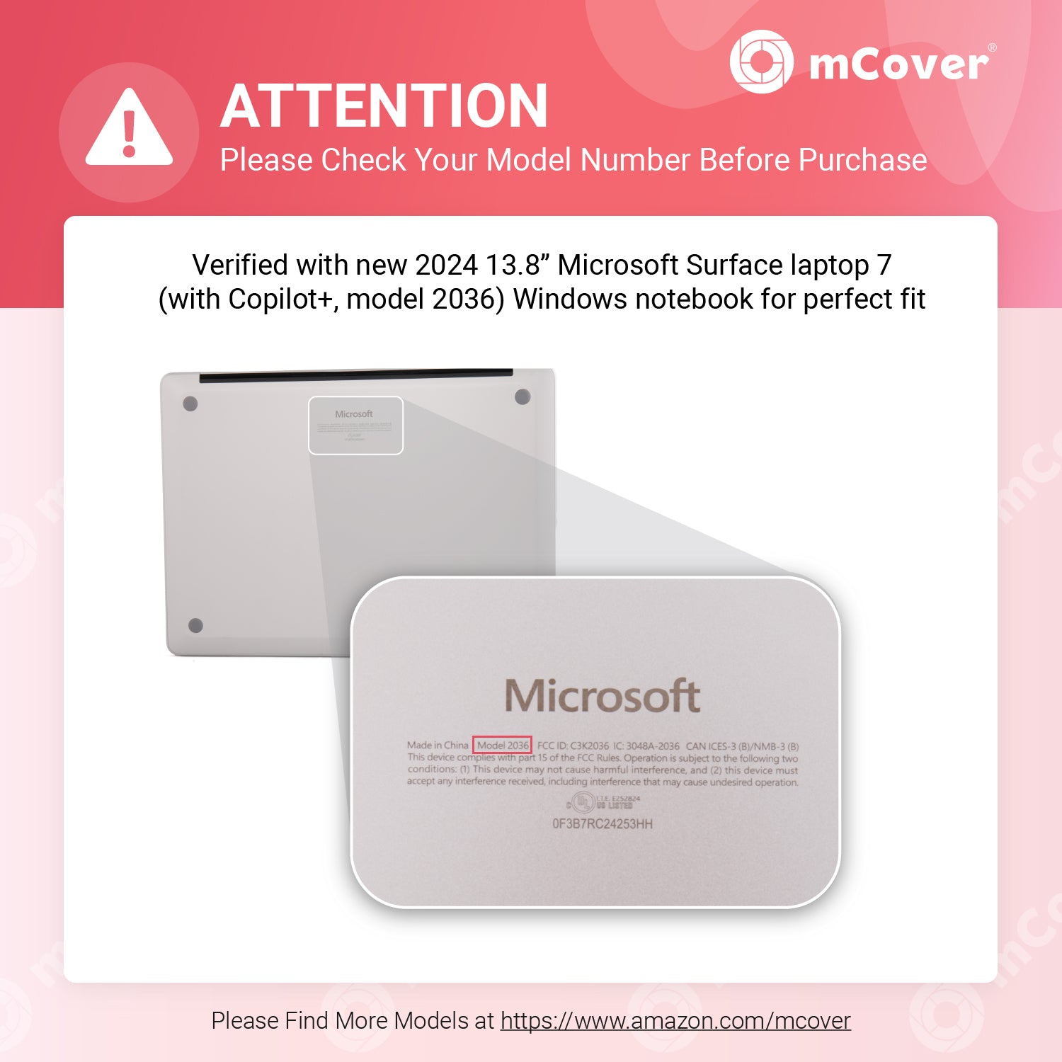 mCover Case ONLY Compatible for 2024+ 13.8" Microsoft Surface Laptop 7 Windows PC with ARM CPU and AI-Powered Copilot+ (NOT Fitting Other Surface Models)