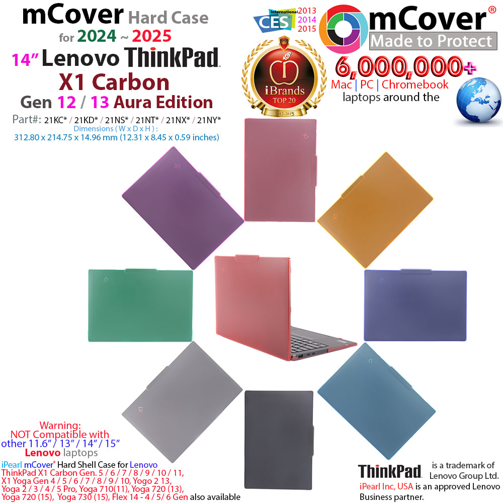 mCover Hard Case ONLY Compatible for 2024-2025 14" Lenovo ThinkPad X1 Carbon Gen 12/13 Windows Notebook PC (with 180-degree Hinge, NOT Fitting Any Other Lenovo Models)