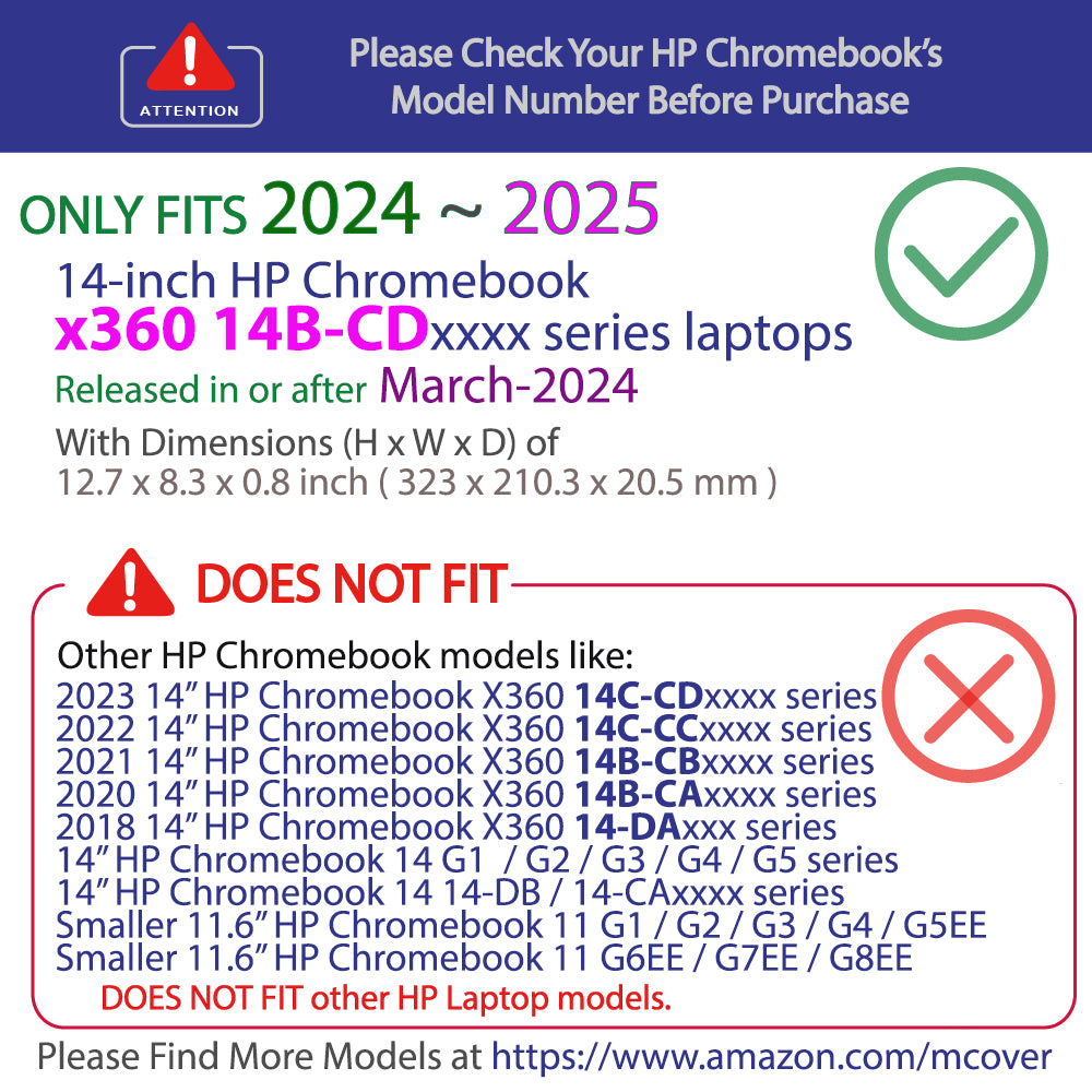 mCover Hard Case ONLY Compatible for 2024~2025 14" HP Chromebook x360 14B-CD0000 Series Laptop Computers (NOT Fitting Any Other HP Chromebook & Windows Notebook PC)