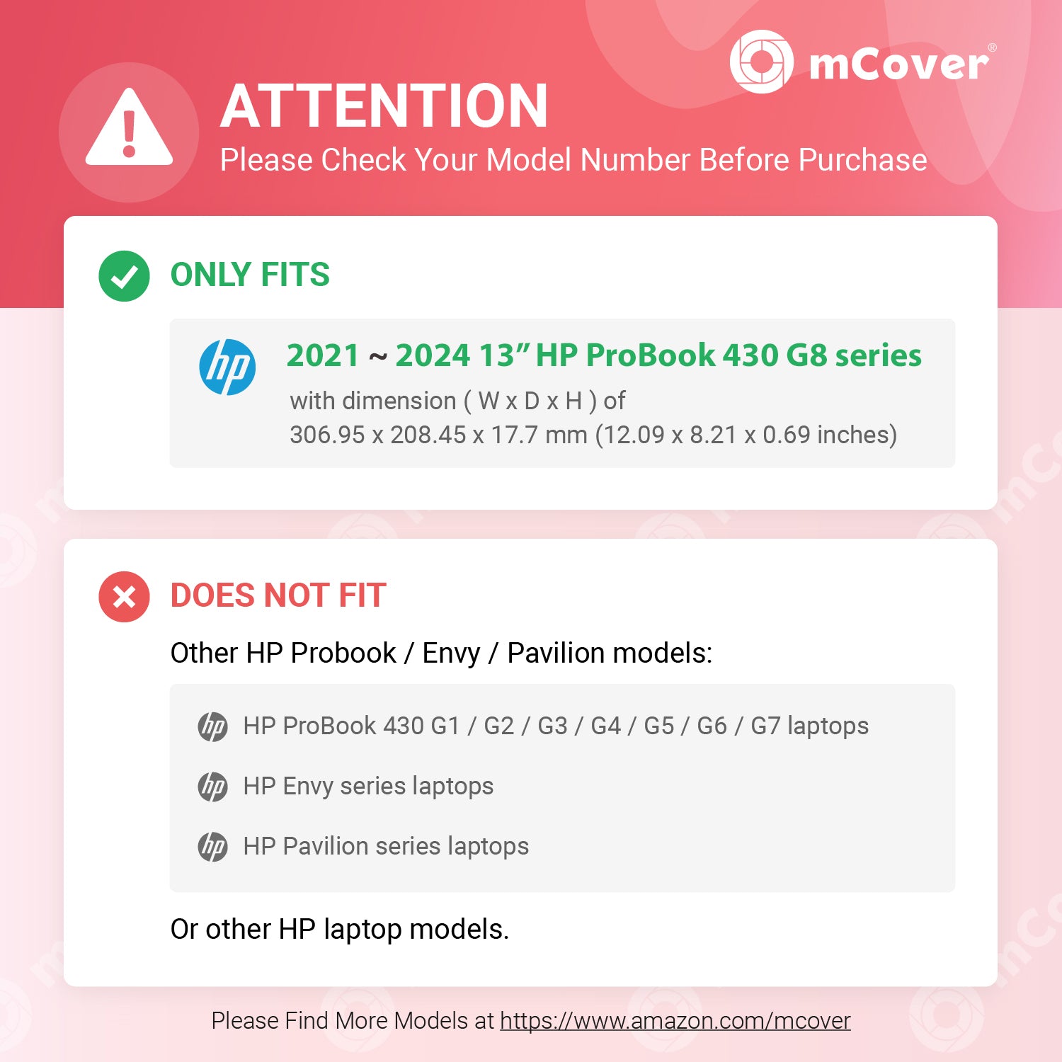 mCover Case Compatible for 2021~2024 13.3" HP ProBook 430 G8 Series Notebook PC Only (NOT Fitting Other HP Models)