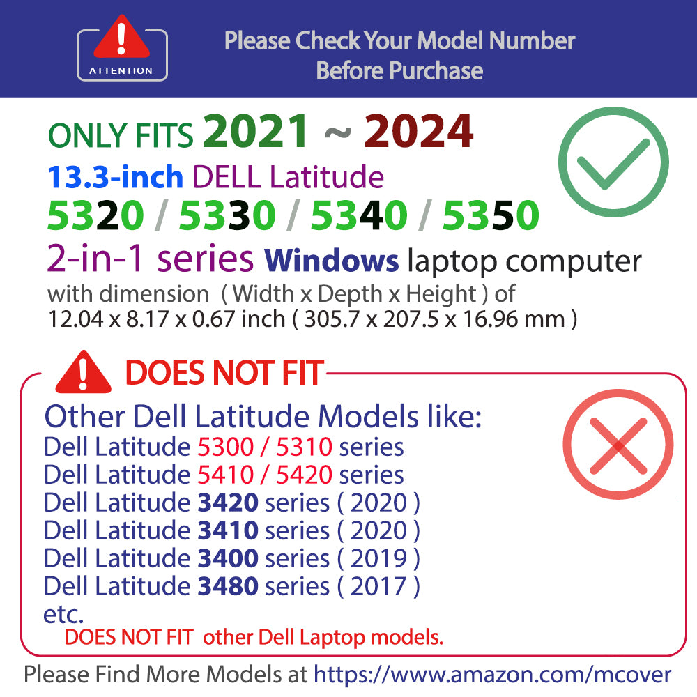 mCover Case ONLY Compatible for 2021~2024 13.3" Dell Latitude 5320 5330 5340 5350 2-in-1 Windows Laptop Notebook Computer (NOT Fitting Any Other Dell Models)