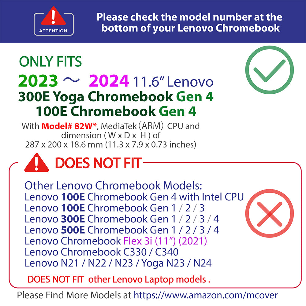 mCover Hard Shell Case ONLY Compatible for 2023~2024 11.6" Lenovo Chromebook 300E Yoga Gen4 / 100E Gen 4 Laptop (NOT Fitting Any Other Lenovo Models)