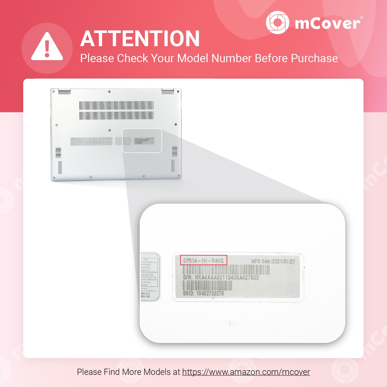 mCover Case Compatible for 2020~2022 14" Acer Chromebook Spin 514 CP514-1H Series Convertible Notebook Computer ONLY (NOT Fitting Other Acer Models)