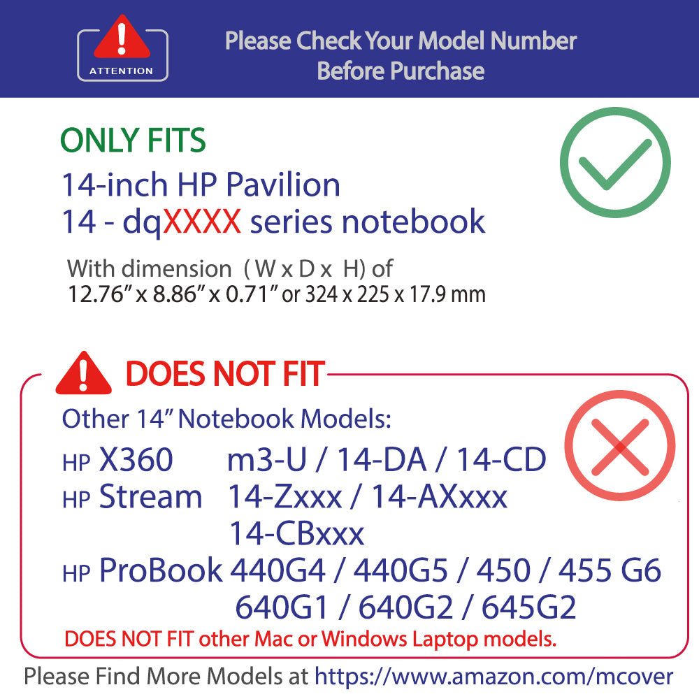 mCover Hard Shell Case for 2020 14" HP Pavilion 14-DQxxxx Series (NOT Compatible with Other HP Pavilion Series) laptops