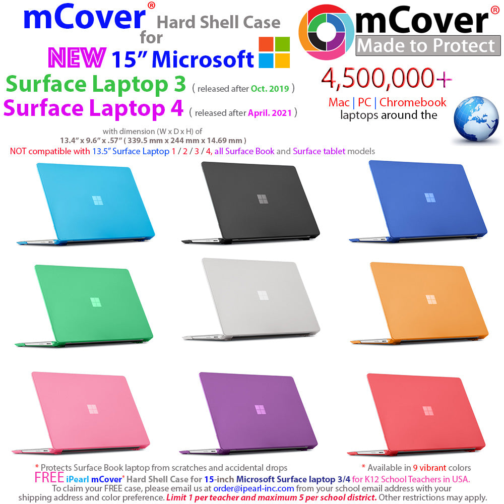mCover Case Compatible for 2019-2023 15" Microsoft Surface Laptop 5 / 4 / 3 ONLY (NOT Fitting Any Other Microsoft Surface Models) Laptop Computers