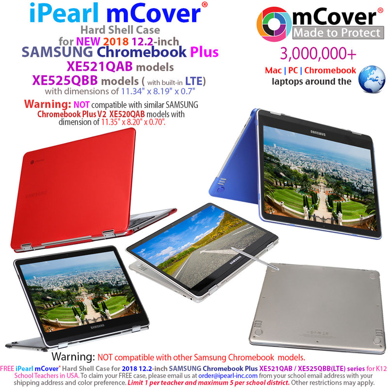 iPearl mCover Hard Shell Case for 12.3" Samsung Chromebook Plus XE513C24 Series (NOT Compatible with Older XE303C12 / XE500C12 / XE503C12 Models) Laptop - Chromebook Plus XE513C24