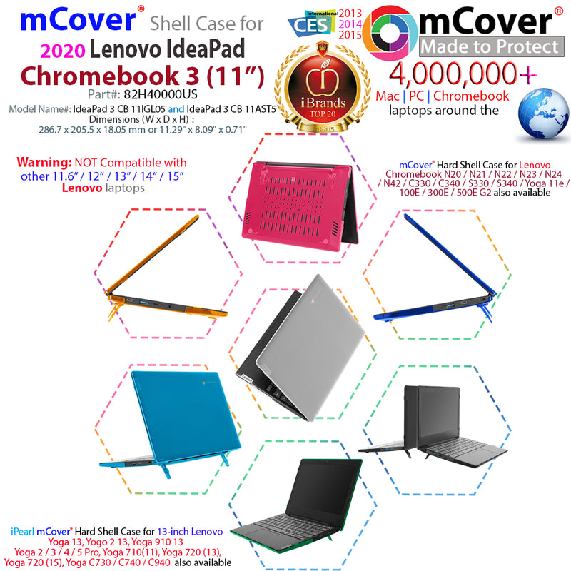 mCover Hard Shell Case for 2020 11.6" Lenovo IdeaPad Chromebook 3 (11) Laptop ( NOT Fitting Lenovo 300E Windows & N21 / N22 / N23 / 300E / 500E / Flex 11 Chromebook ) ( LEN-IP3-C11 )