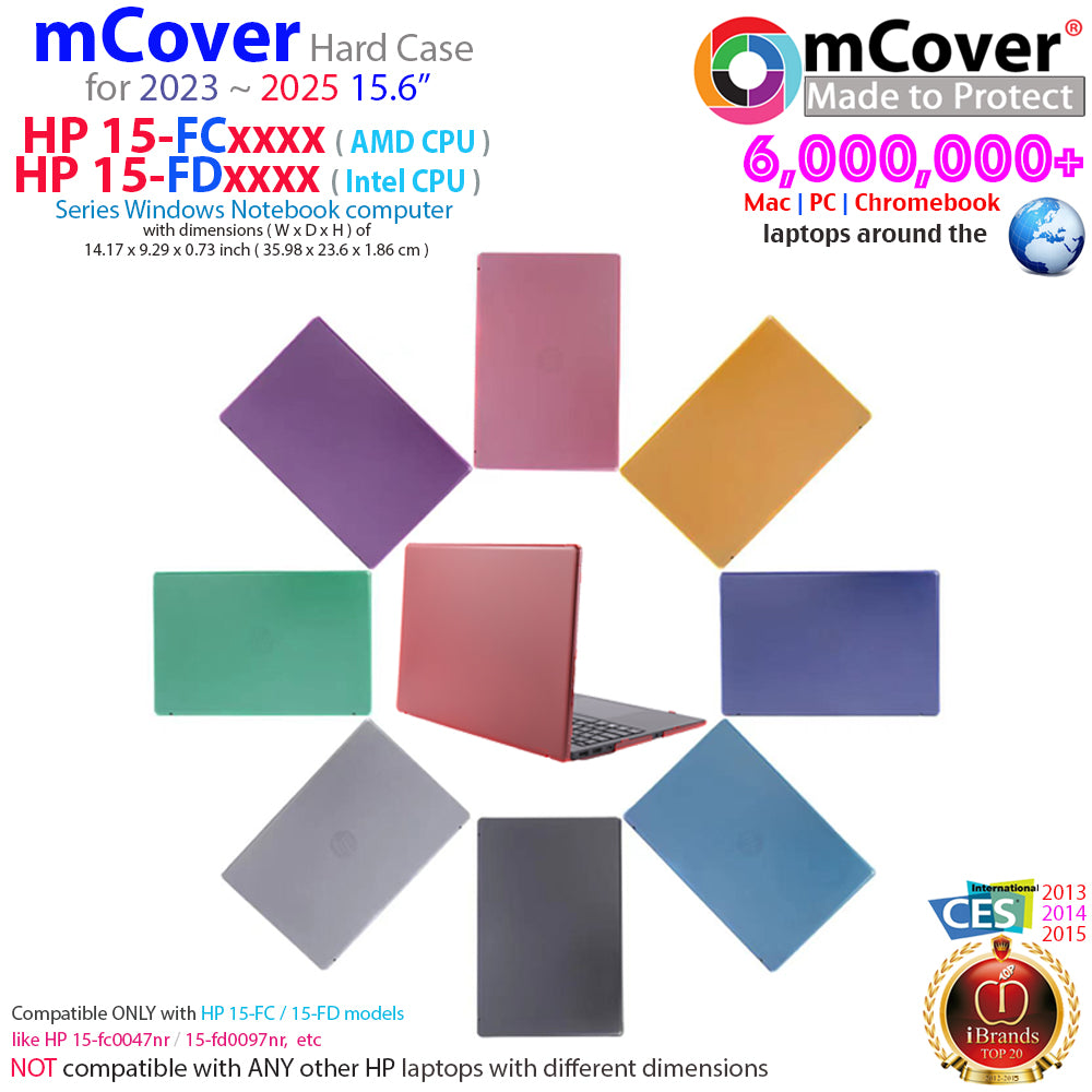 mCover Case Compatible ONLY for 2023-2025 15.6-inch HP Laptop 15-FCxxxx / 15-FDxxxx Series Windows Notebook PC (NOT Fitting Any Other HP Laptop Models)