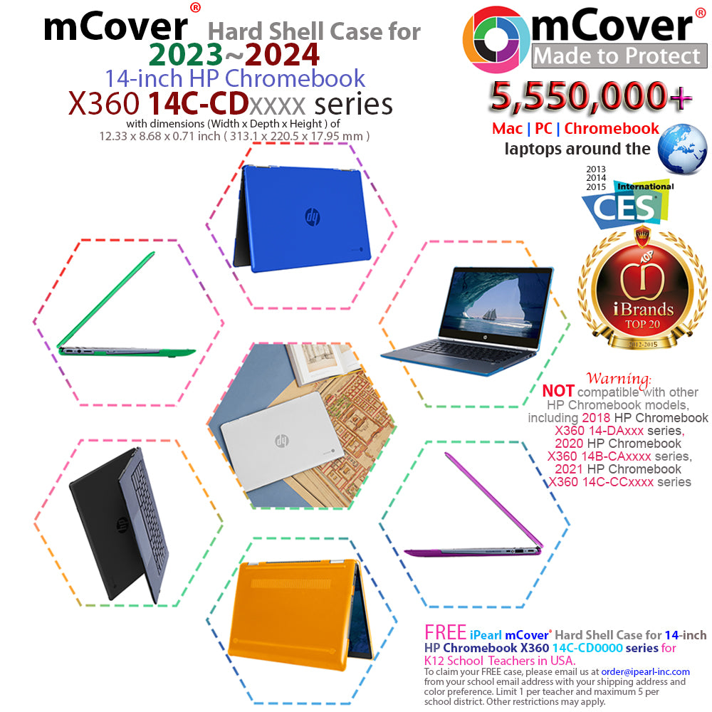 mCover Hard Case Compatible ONLY for 2023~2024 14" HP Chromebook x360 14C-CD0000 Series Laptop Computers (NOT Fitting Any Other HP Chromebook & Windows laptops)