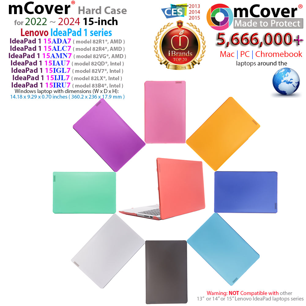 mCover Case Compatible ONLY for 2022-2025 15" Lenovo IdeaPad 1 Series (15ADA7 / 15AMN7 / 15ALC7 / 15IAU7 / 15IGL7 / 15IJL7 / 15IRU7) Windows Laptops (NOT Fitting Any Other Models)