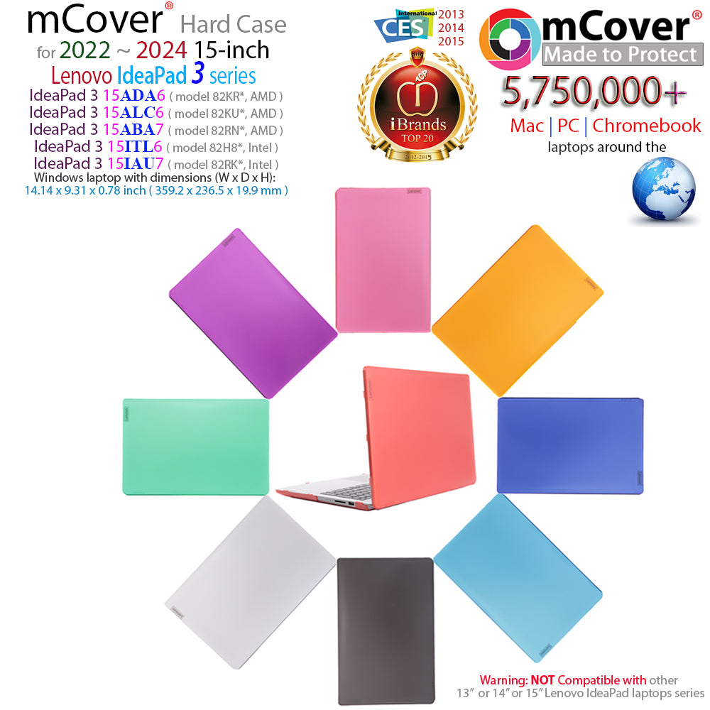 mCover Case Compatible ONLY for 2022-2024 15" Lenovo IdeaPad 3 (15ADA6 / 15ALC6 / 15ABA7 / 15ITL6 / 15IAU7) Series Windows Laptop Computers (NOT Fitting Any Other Models)