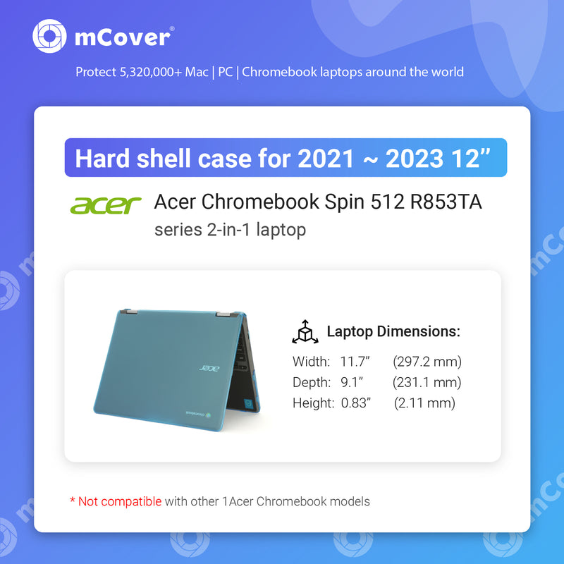 mCover Hard Case Compatible ONLY for 2021~2023 12" Acer Chromebook Spin 512 R853TA Series 2in1 Notebook Computer (NOT Fitting Any Other Models)