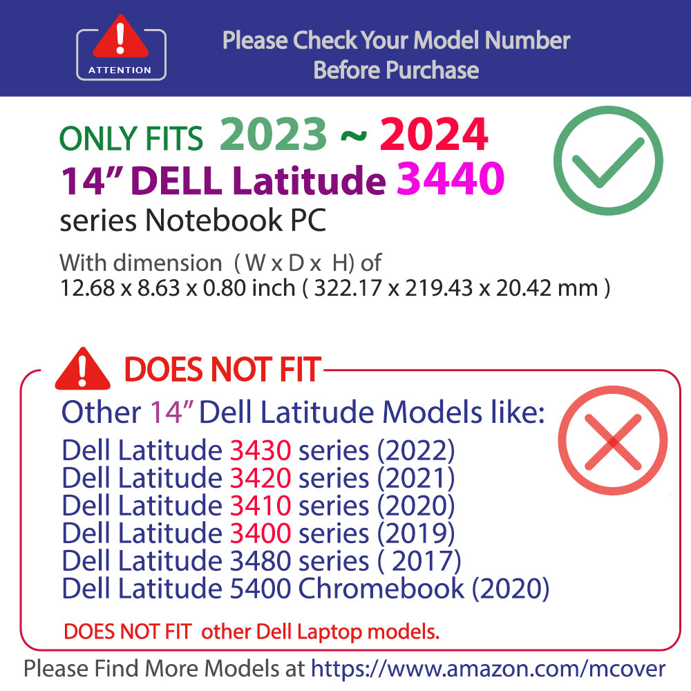 mCover Case Compatible ONLY for 2023-2024 14-inch Dell Latitude 3440/3450 Series Business Laptop Computers (NOT Fitting Any Other Dell Models)