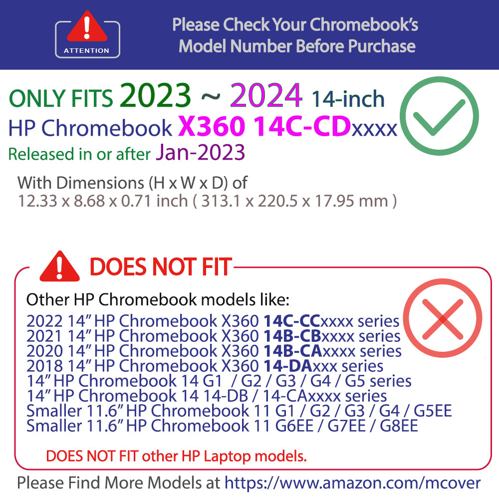 mCover Hard Case Compatible ONLY for 2023~2024 14" HP Chromebook x360 14C-CD0000 Series Laptop Computers (NOT Fitting Any Other HP Chromebook & Windows laptops)
