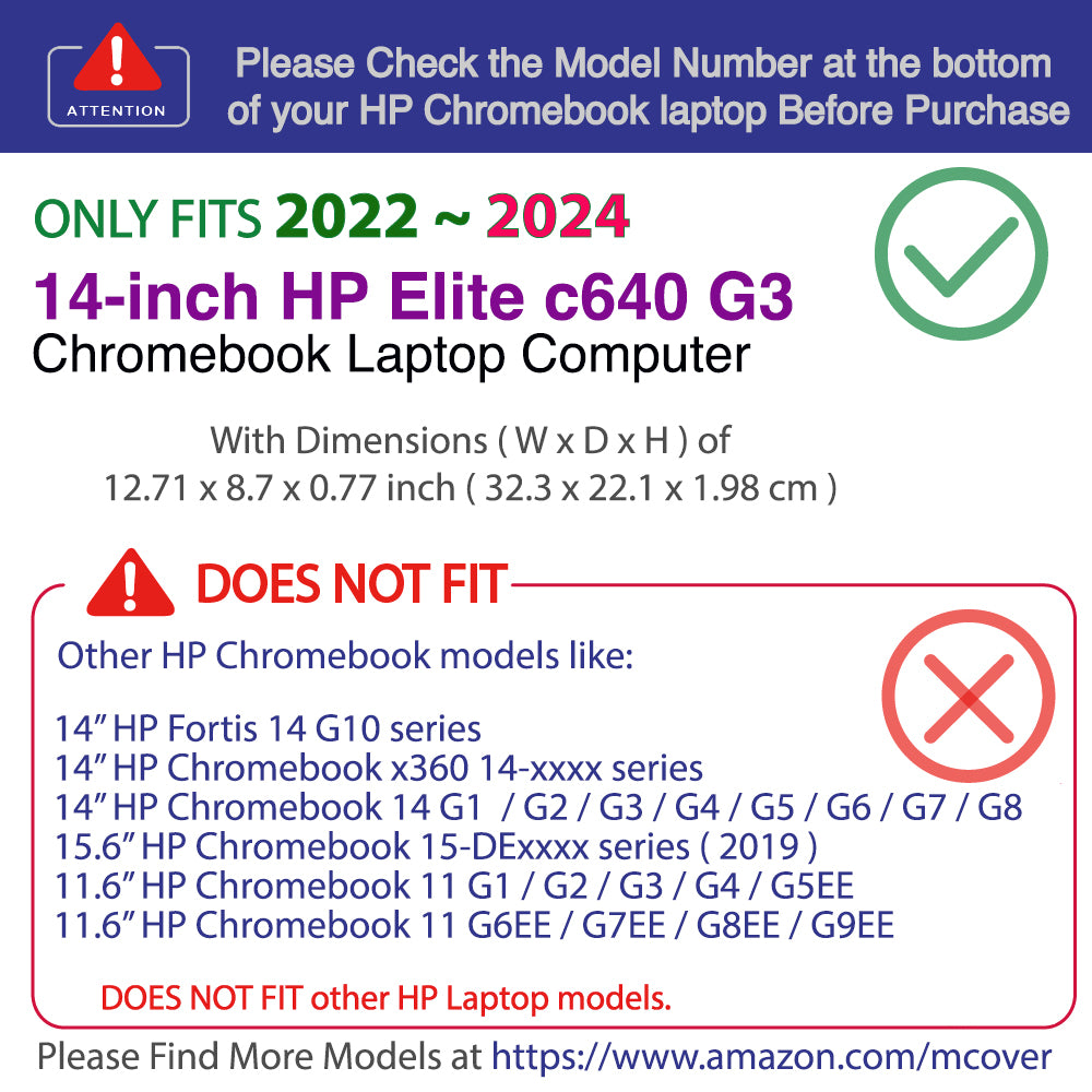 mCover Case ONLY Compatible for 2022 2023 2024 14-inch HP Elite c640 G3 Chromebook Enterprise Laptop Computers (NOT Fitting Any Other HP Models)