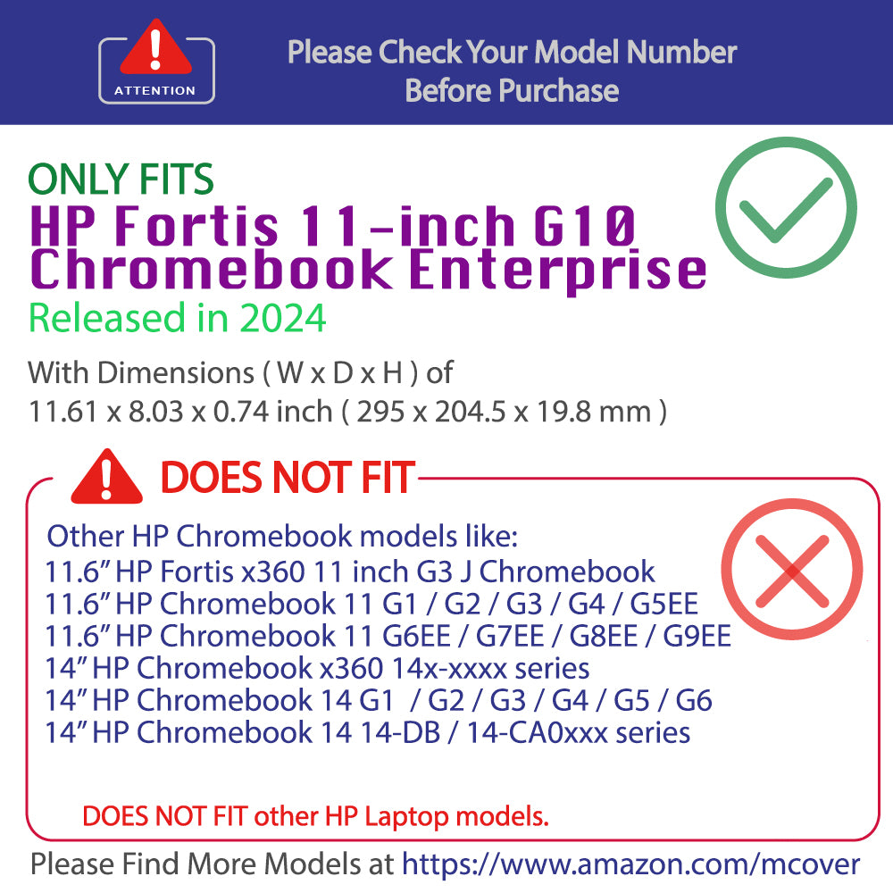 mCover Case ONLY Compatible for 2024 11.6" HP Fortis 11 inch G10 Chromebook Enterprise Laptop Computers (NOT Fitting Any Other HP Models)