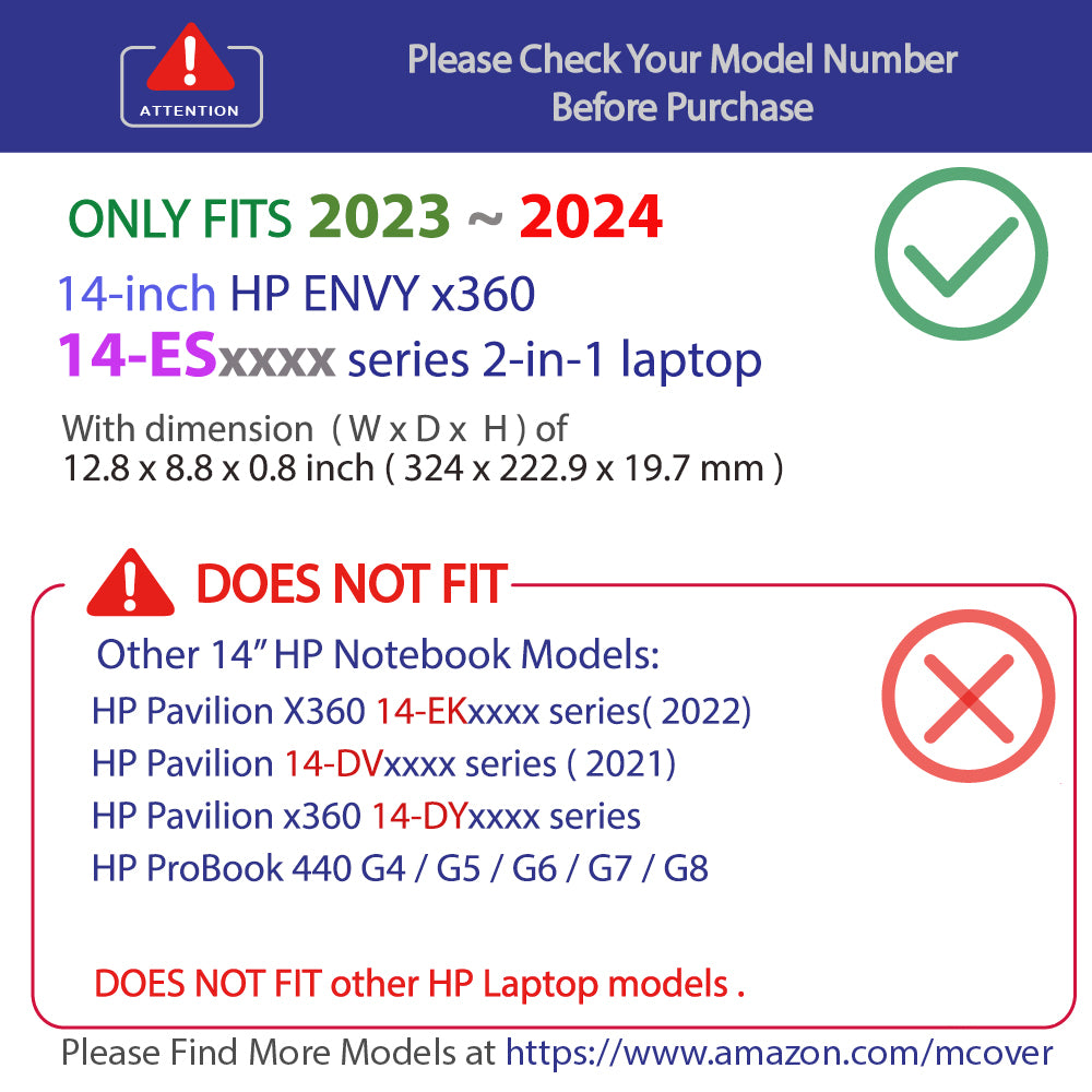 mCover Hard Case ONLY Compatible for 2023~2024 14" HP Envy x360 14-ES0000 Series Laptop Computers (NOT Fitting Any Other HP Models)