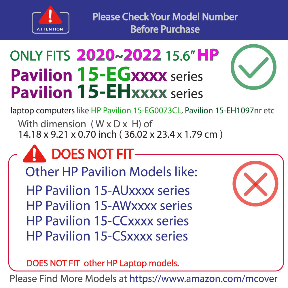 mCover Case Compatible for 2020-2022 15.6" HP Pavilion 15-EGxxxx / 15-EHxxxx Series Notebook PC ONLY (NOT Fitting Any Other HP Pavilion or Envy Series)