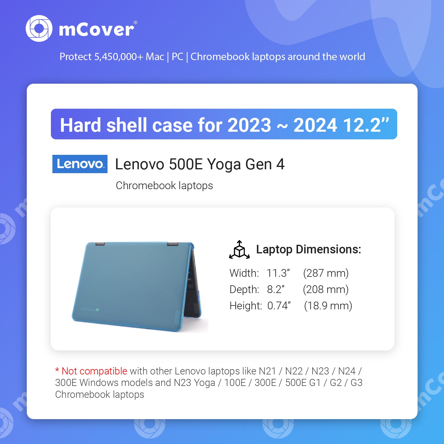 mCover Hard Shell Case ONLY Compatible for 2023~2024 12.2" Lenovo 500E Yoga Chromebook Gen4 2-in-1 Laptop (NOT Fitting Any Other Lenovo Models)