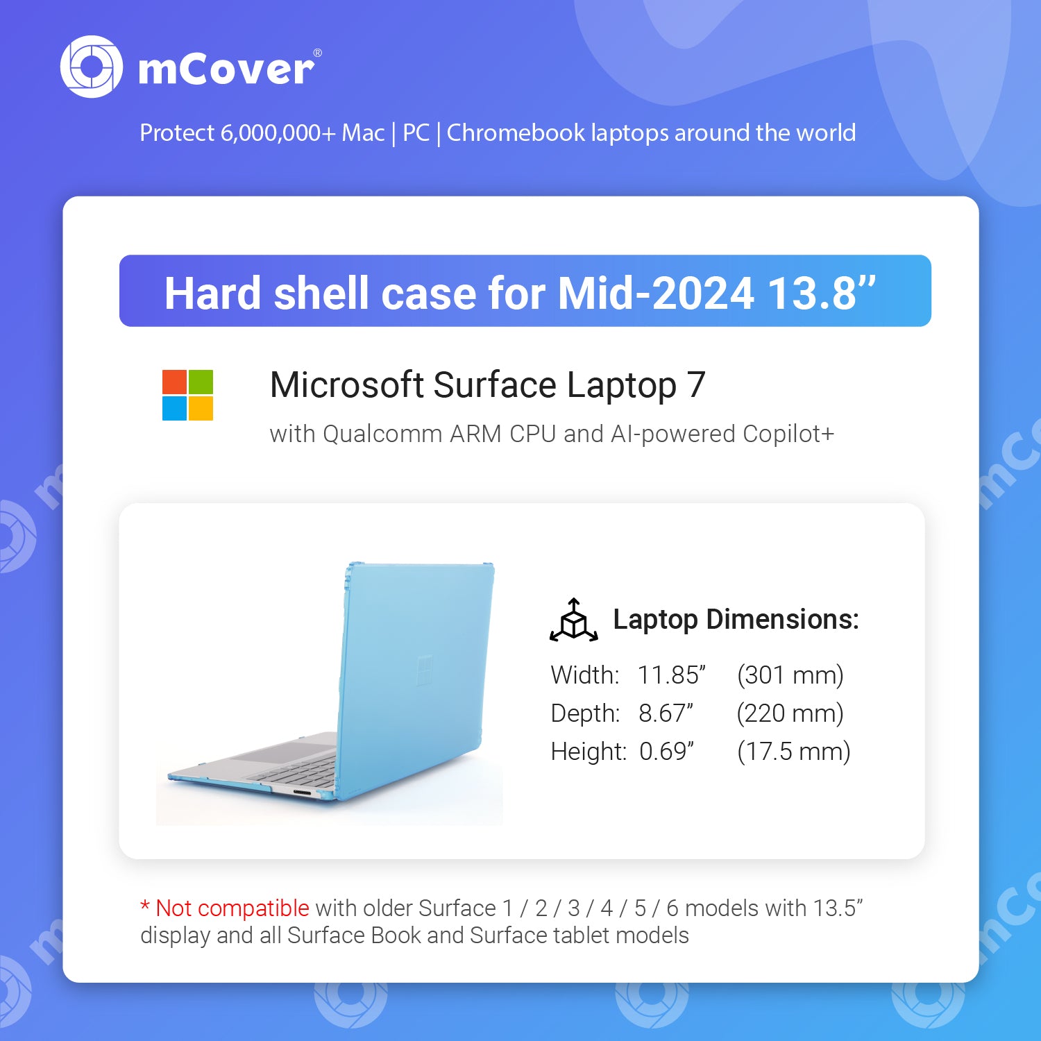 mCover Case ONLY Compatible for 2024+ 15" Microsoft Surface Laptop 7 (Model# 2037) Windows PC with ARM CPU and AI-Powered Copilot+ (NOT Fitting Other Surface Models)