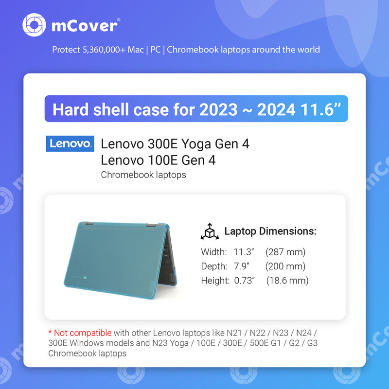 mCover Hard Shell Case ONLY Compatible for 2023~2024 11.6" Lenovo Chromebook 300E Yoga Gen4 / 100E Gen 4 Laptop (NOT Fitting Any Other Lenovo Models)