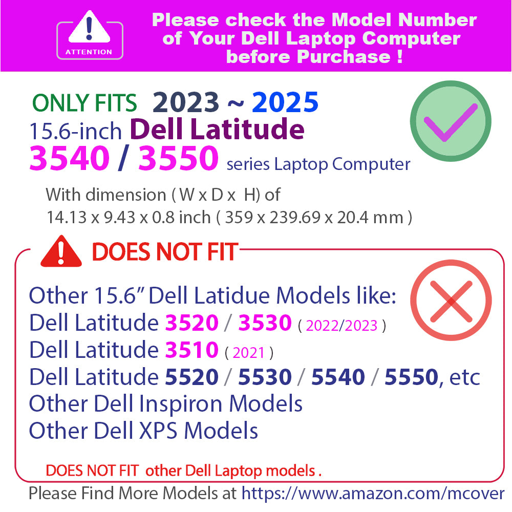 mCover Case Compatible ONLY with 2023-2025 15.6" Dell Latitude 3540/3550 Series Laptop Computer (NOT Fitting Any Other Dell Models)