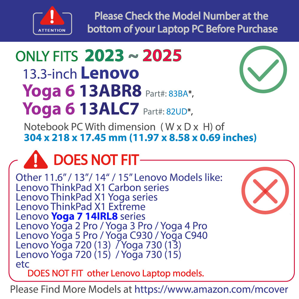 mCover case ONLY Compatible for 2022-2024 13.3" Lenovo Yoga 6 13ABR8 | 13ALC7 Series 2-in-1 Windows Notebook Computers (NOT Fitting Any Other Models)