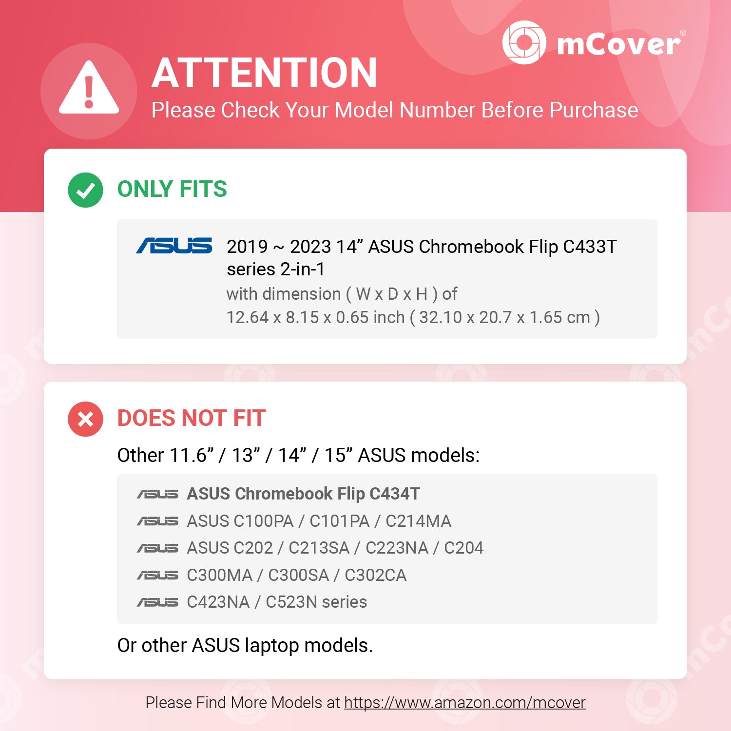 mCover Case ONLY Compatible with 2019~2023 14-inch ASUS Chromebook Flip C433TA Series 2-in-1 Convertible Computers (NOT Fitting Any Other ASUS Models)