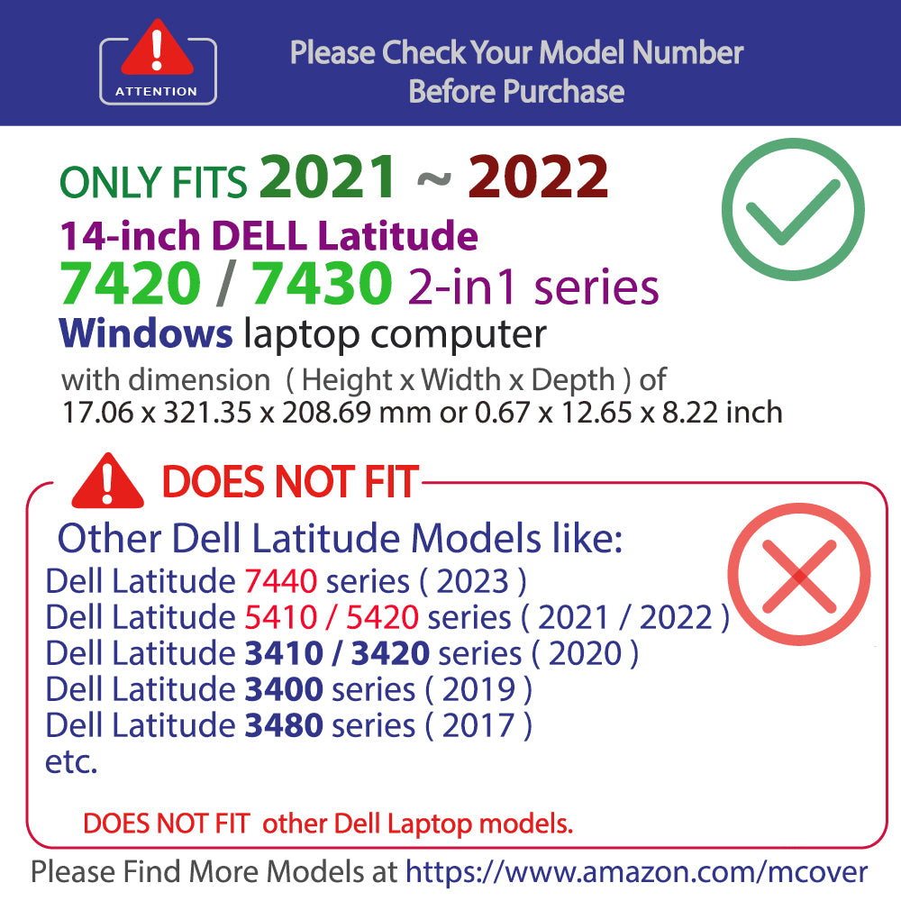 mCover Case Compatible for 2021～2022 14" Dell Latitude 7420/7430 Laptop or 2-in-1 Windows Notebook Computer Only (NOT Fitting Any Other Dell Models)