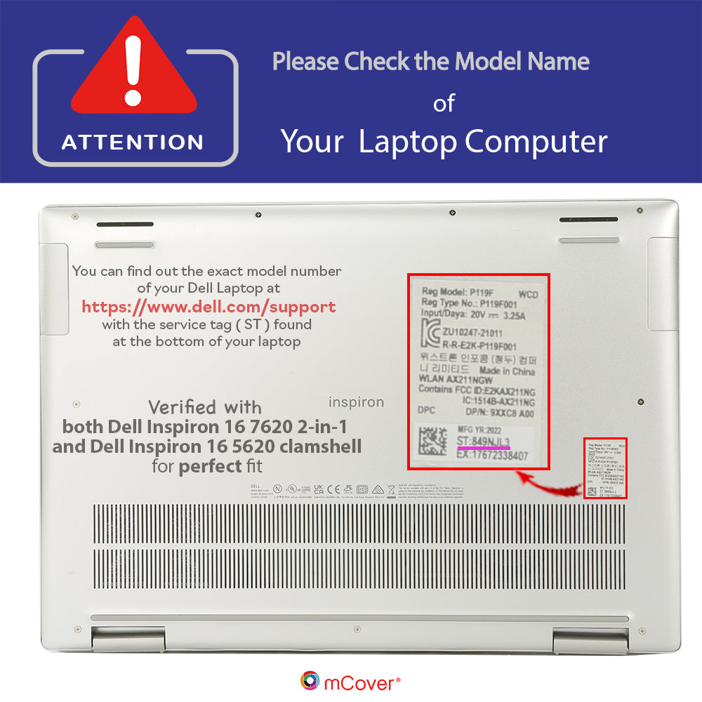 mCover Case ONLY Compatible with 2022～2024 16" Dell Inspiron 7620 2-in-1 Inspiron 5620/5630 Clamshell Windows Computer (NOT Fitting Any Other Dell Models)