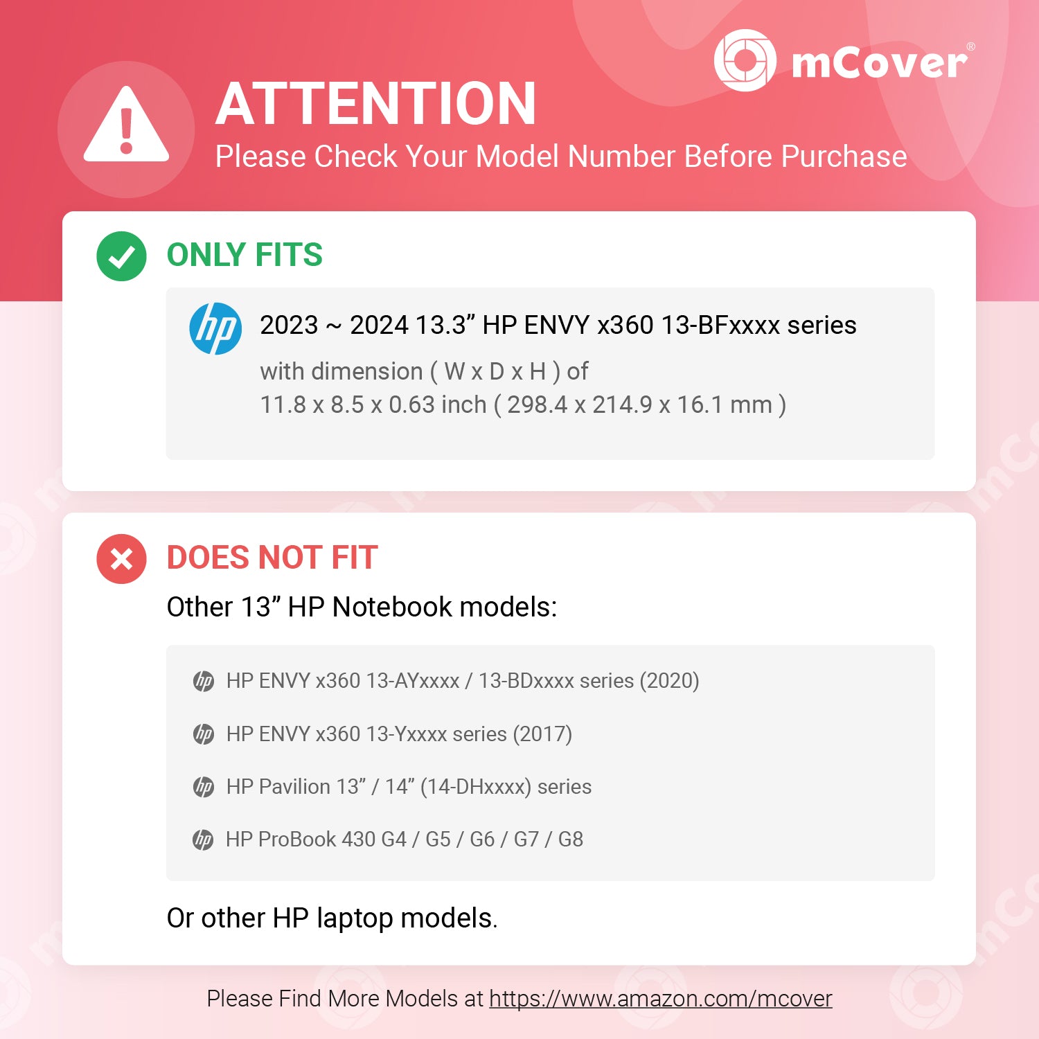 mCover Case Compatible ONLY for 2023-2024 13.3" HP ENVY x360 13-BF0000 series 2-in-1 convertible Notebook Computers (NOT fitting ANY Other HP models)