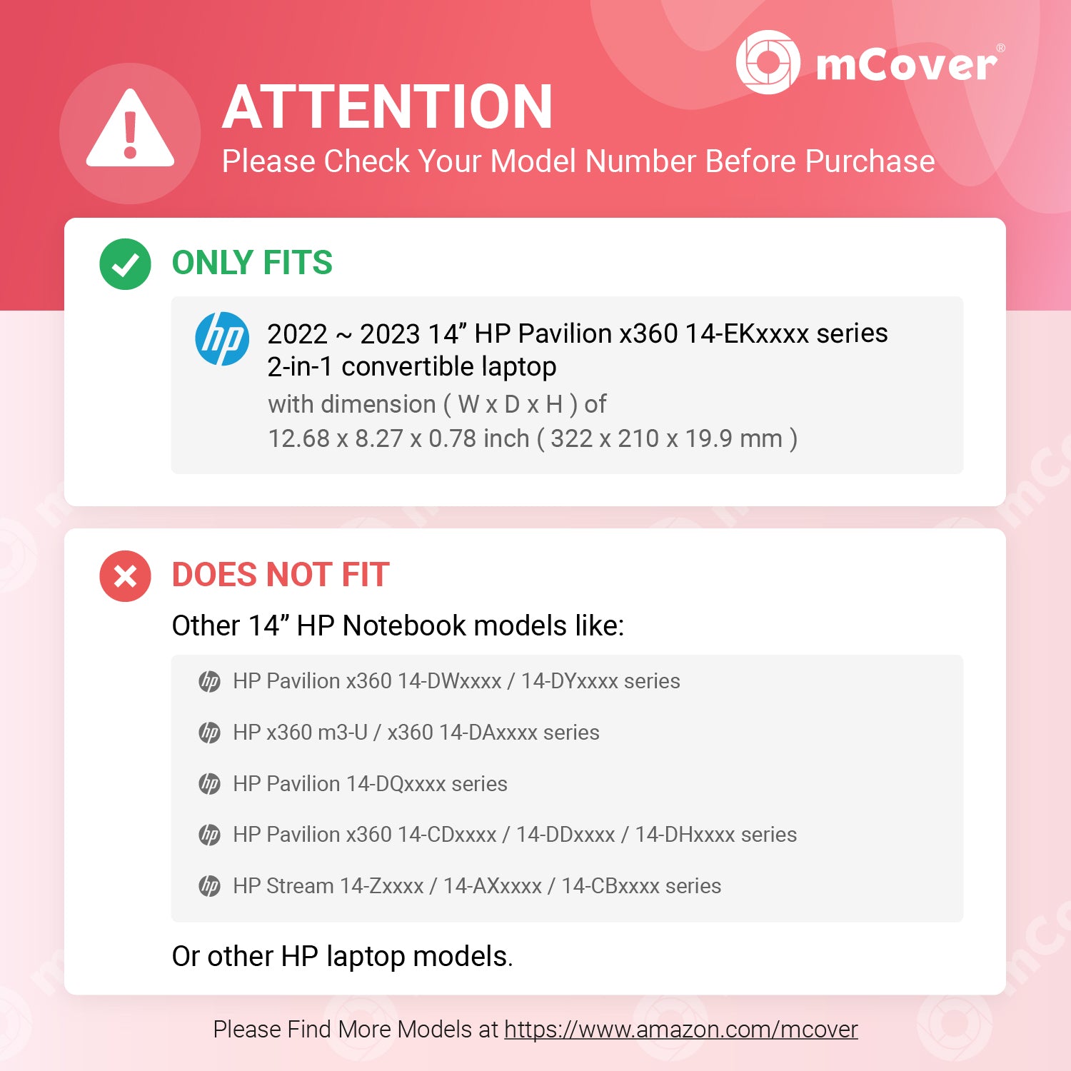 mCover Case ONLY Compatible for 2022~2023 14" HP Pavilion X360 14-EKxxxx Series 2-in-1 Convertible Laptop PC (NOT Fitting Other HP Models)