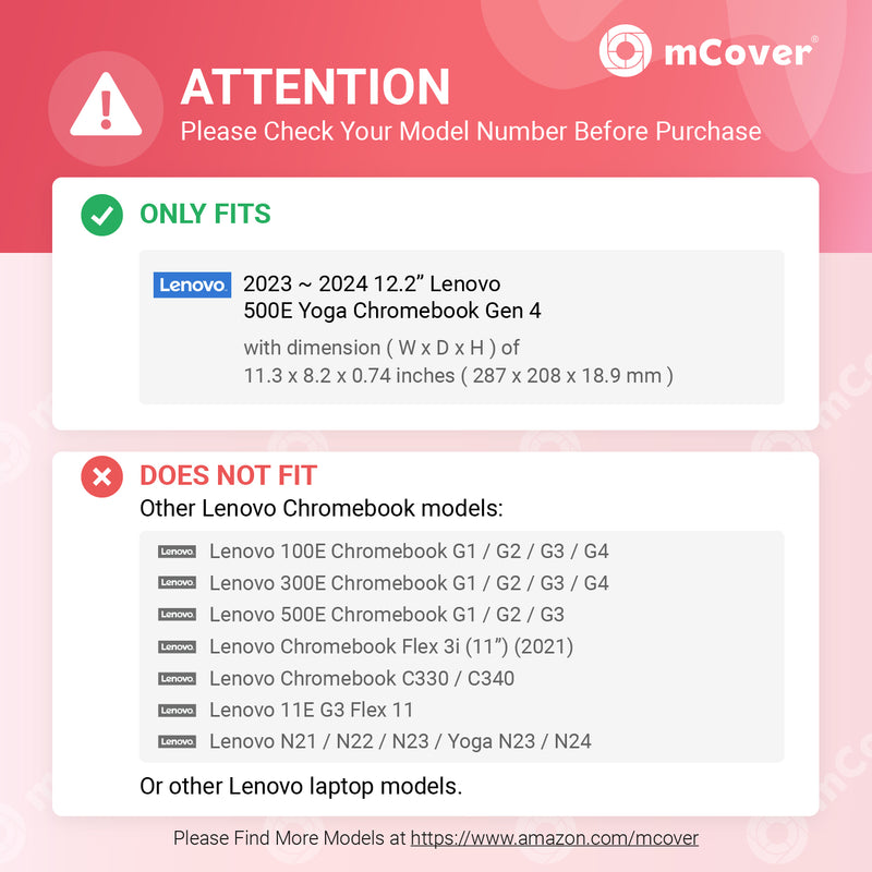 mCover Hard Shell Case ONLY Compatible for 2023~2024 12.2" Lenovo 500E Yoga Chromebook Gen 4 Gen4 2-in-1 Laptop (NOT Fitting Any Other Lenovo Models)