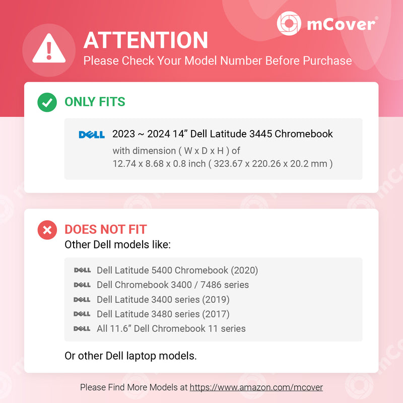 mCover Hard Case ONLY compatible for 2023 14" Dell Latitude 3445 Chromebook （with AMD CPU and 180-degree hinge Laptop Computer (NOT fitting ANY other Dell models)