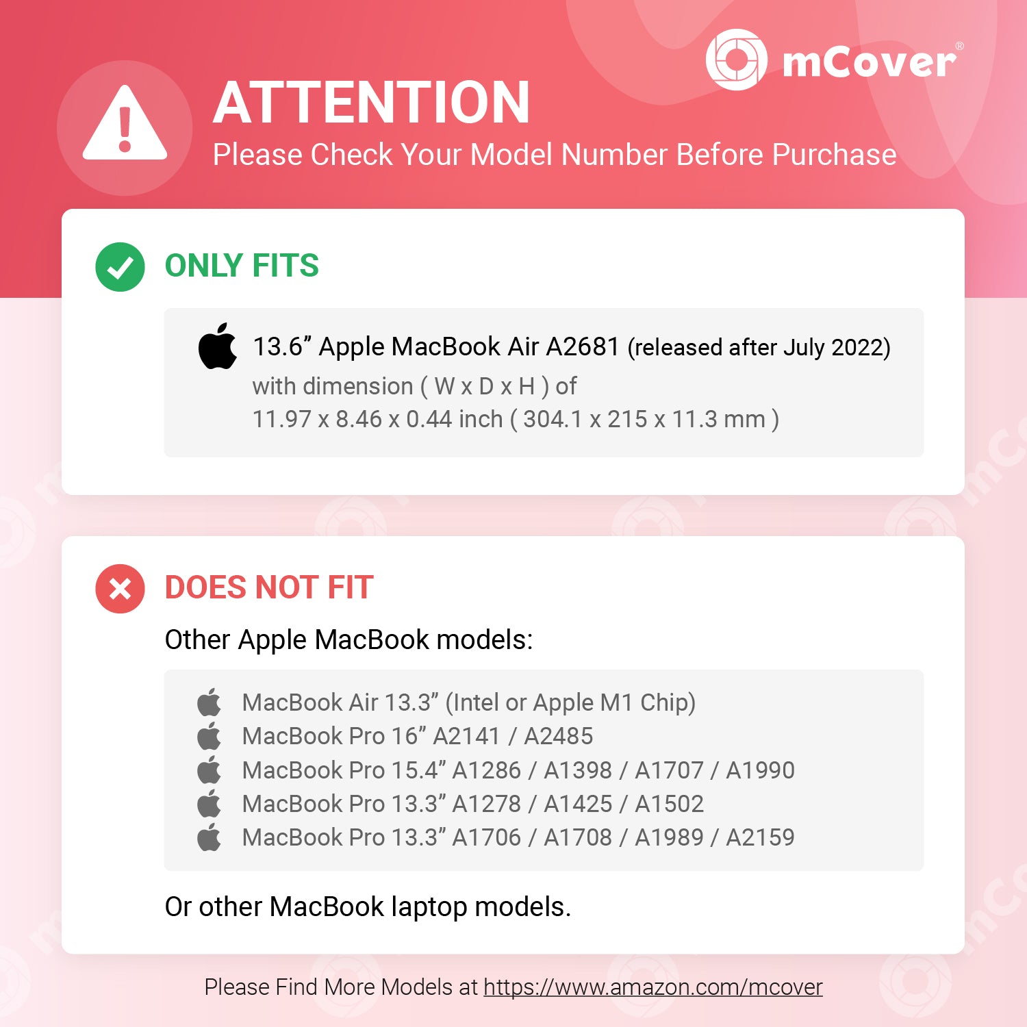 mCover Hybrid Case Compatible ONLY with 2022 or Later 13.6” MacBook Air Laptop Computer(Model A2681, M2 Chip,Liquid Retina Display,MagSafe3 connectors)