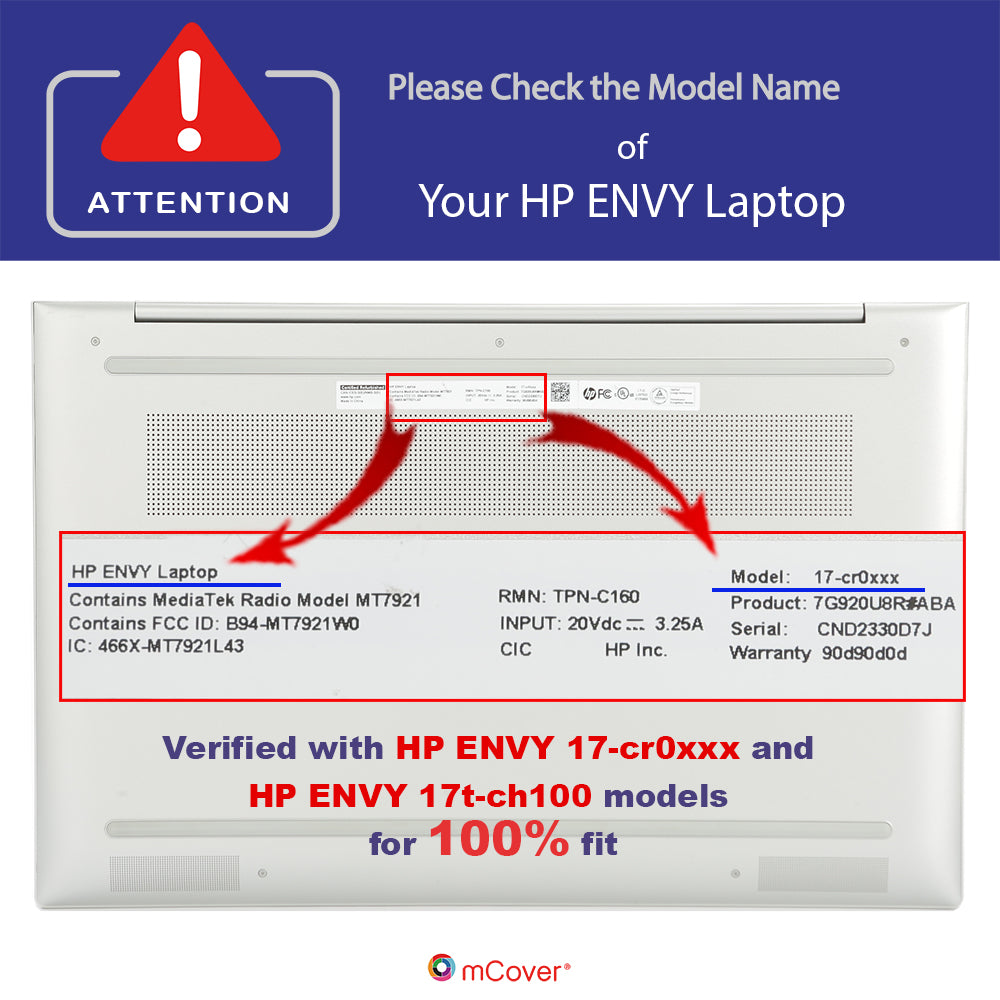 mCover Case Compatible ONLY for 2021-2024 17-inch HP Envy 17-CRxxxx / 17-CH0000 / 17-CH1xx Series Windows Notebook PC (NOT Fitting Any Other HP Models)
