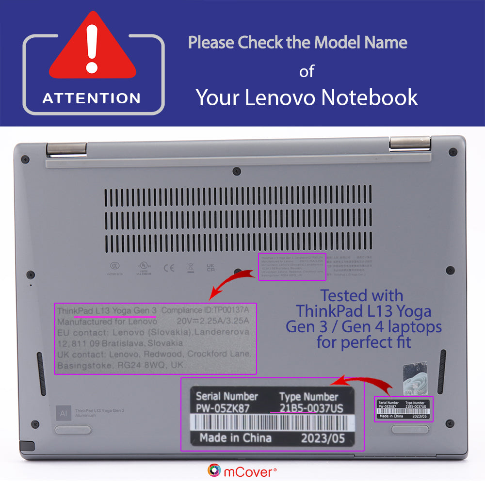 mCover Case Compatible ONLY for 2023-2024 13.3" Lenovo ThinkPad L13 / L13 Yoga Gen 3 / Gen 4 Windows Notebook Computers (NOT Fitting Any Other Lenovo Models)