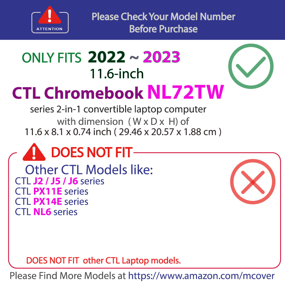mCover Case Compatible ONLY for 2022~2023 11.6-inch CTL Chromebook NL72TW Series 2-in-1 Convertible Notebook Computer (NOT Fitting Any Other CTL Models)
