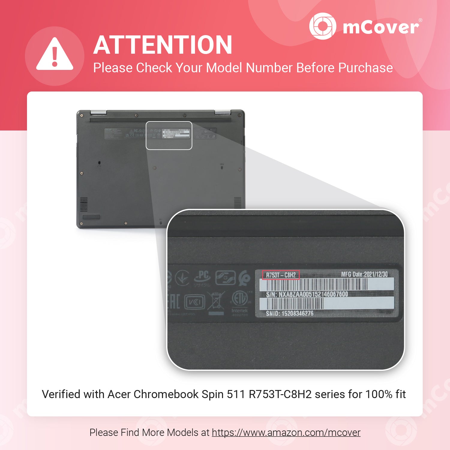 mCover Hard Case Only Compatible for 2021~2023 11.6" Acer Chromebook Spin 511 R753T Series 2-in-1 Laptop Computers (NOT Compatible with Any Other Acer Models)
